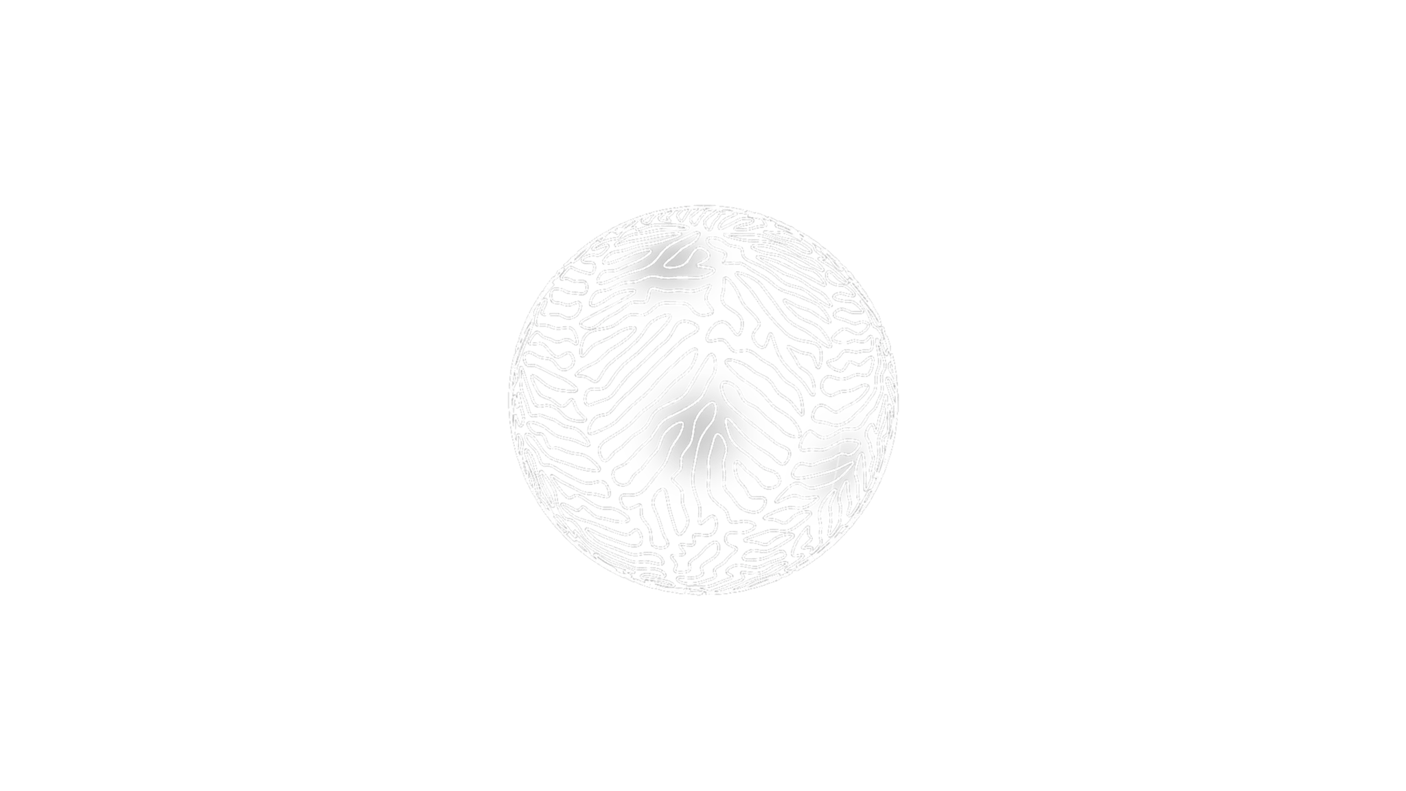 A sphere with a curve growing on its surface using the differential growth pattern.