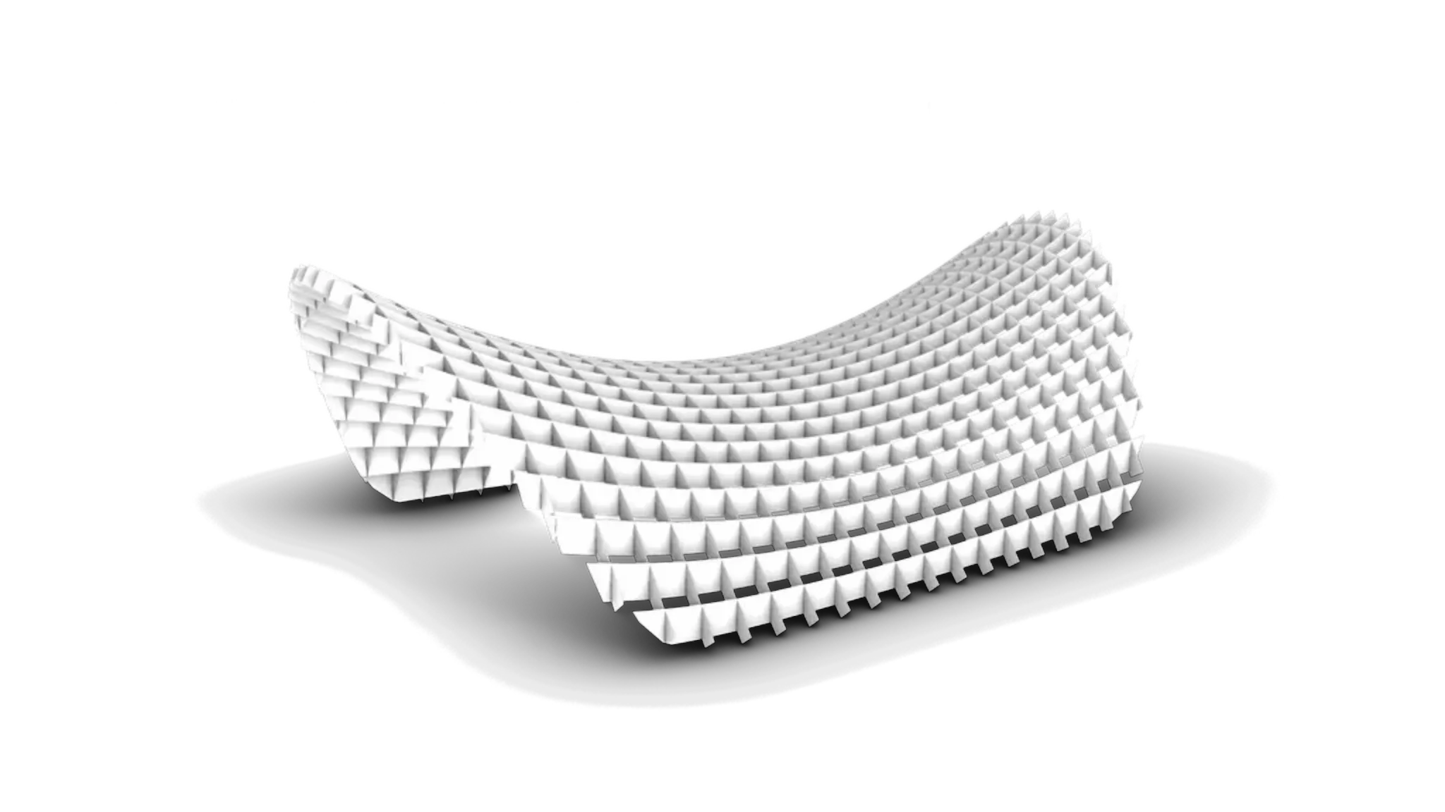 3D model of a waffle framework pavilion.